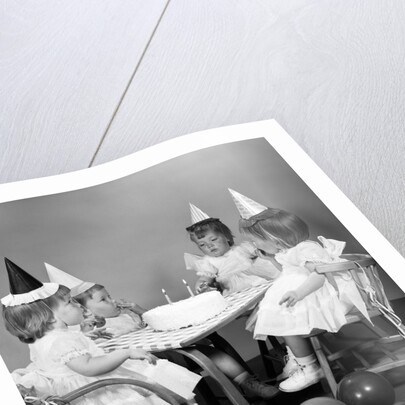 1960s girl quadruplets having second birthday party by Anonymous