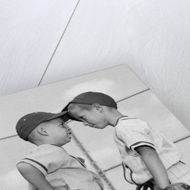 1960s two boys playing baseball arguing by Anonymous