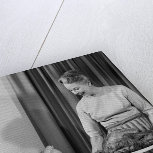 1960s grandmother grandson roast turkey thanksgiving dinner by Anonymous