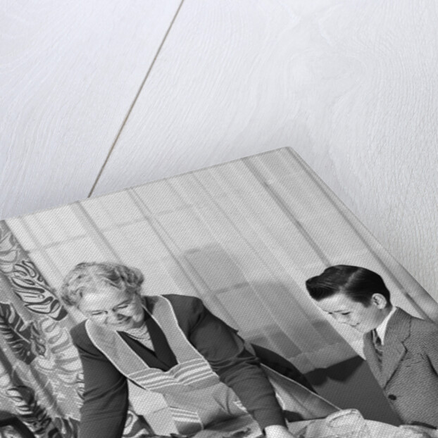 1950s grandmother grandson turkey thanksgiving dinner by Anonymous