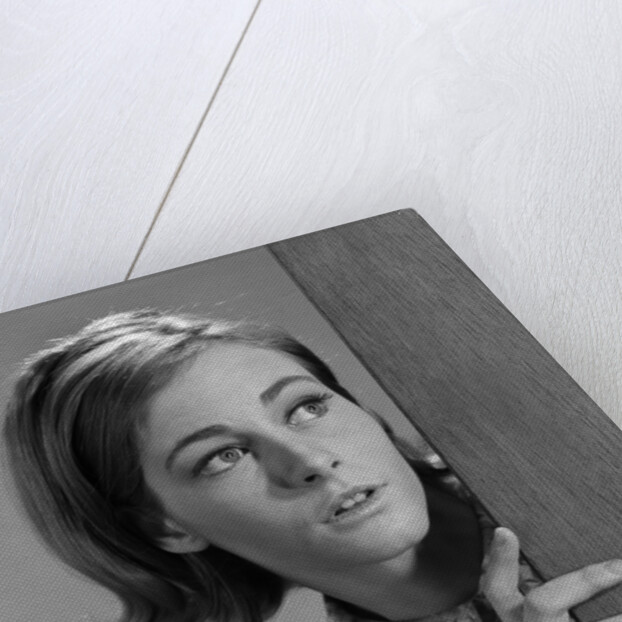 1960s woman peeking corner scare by Anonymous