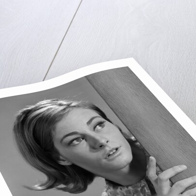 1960s woman peeking corner scare by Anonymous