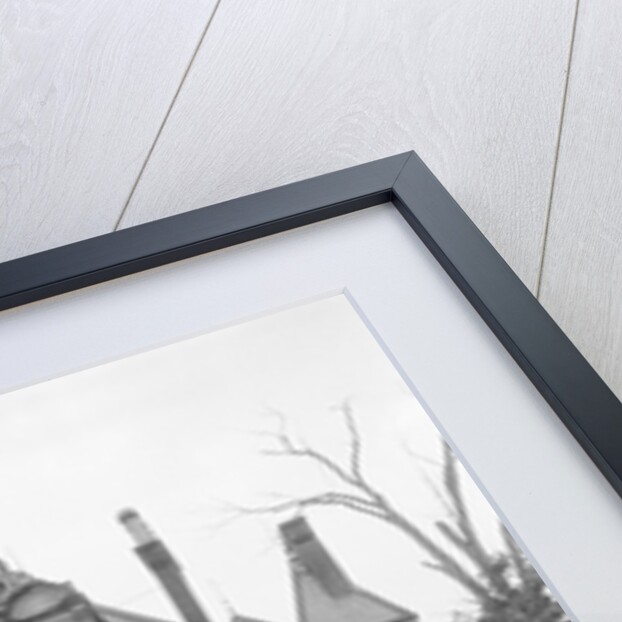 1970s woman in victorian costume standing on front lawn of large abandoned haunted victorian home by Anonymous