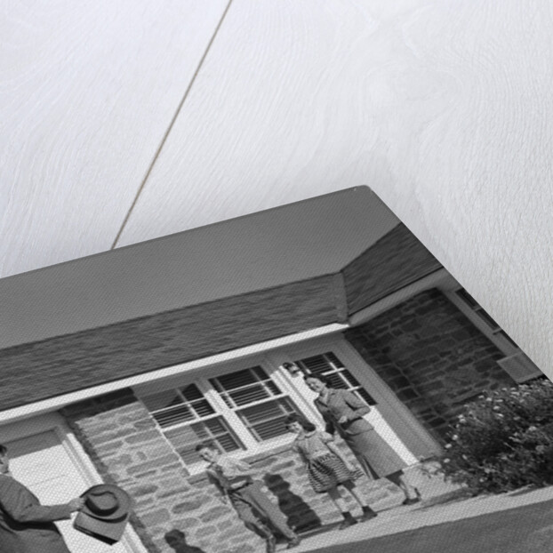 1950s family greeting father in driveway by Anonymous