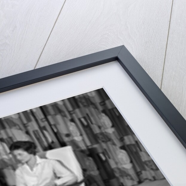 1960s family of four in living room boy is being disciplined by dad shaking finger by Anonymous