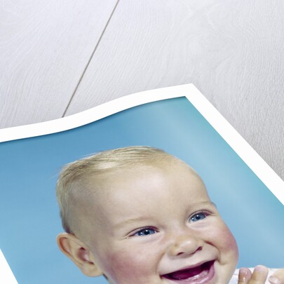 1950s 1960s happy laughing blond baby boy by Anonymous
