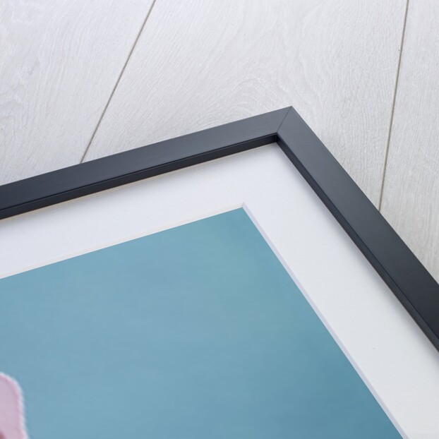1960s baby wearing pink checked bonnet laughing by Anonymous