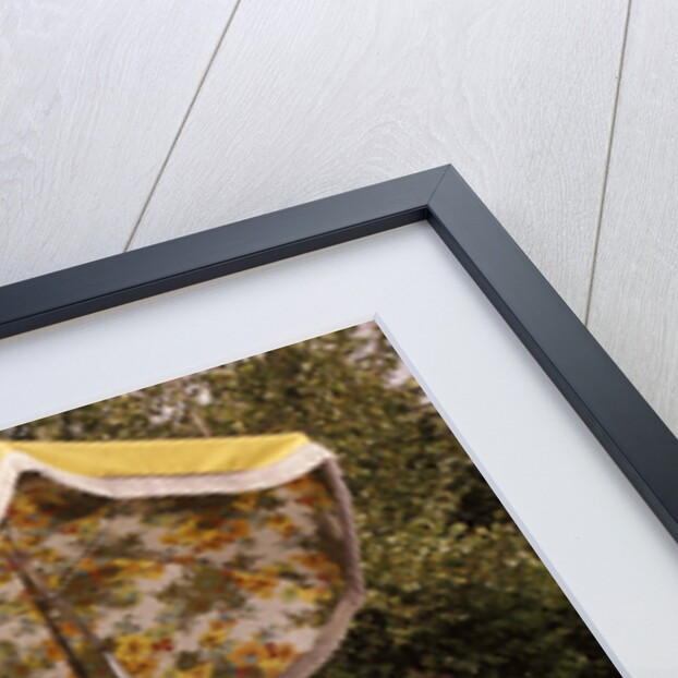 1970s group teenagers boys girls backyard grilling table umbrella by Anonymous