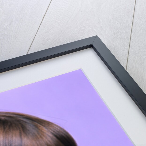 1960s portrait young brunette woman teen head shoulders purple background by Anonymous