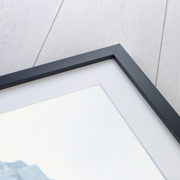 1960s young woman print miniskirt dress summer hat in front empire state building new york city by Anonymous