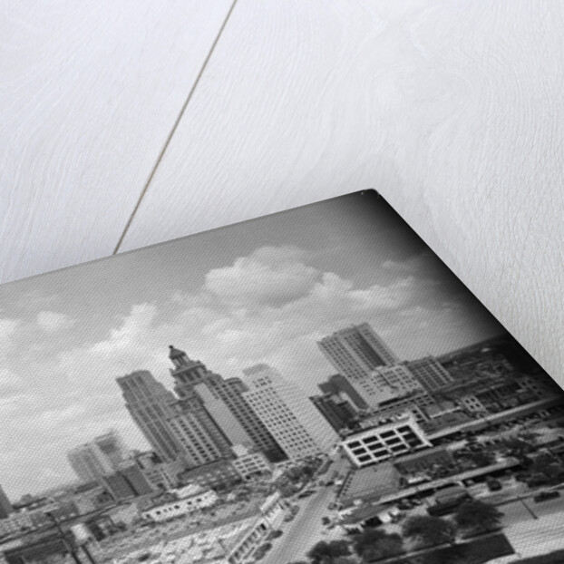 1940s skyline of business district of houston texas from city hall by Anonymous