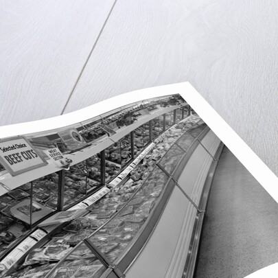 1950s grocery store meat section by Anonymous