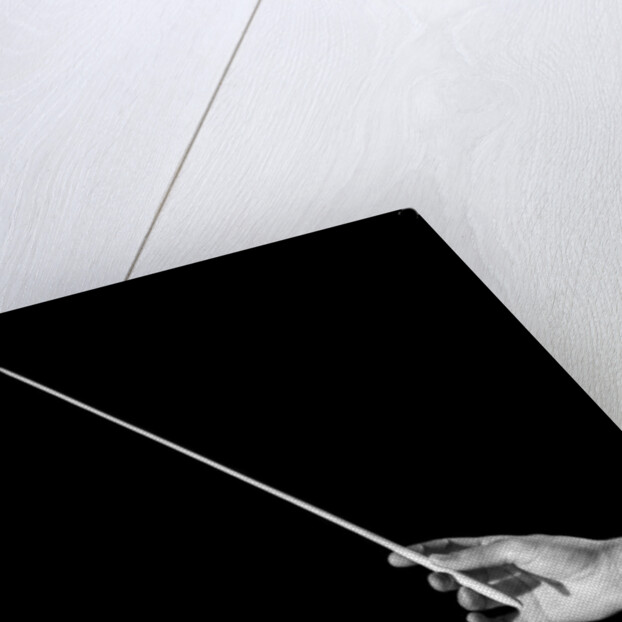 1950s male orchestra conductor's hand holding baton by Anonymous