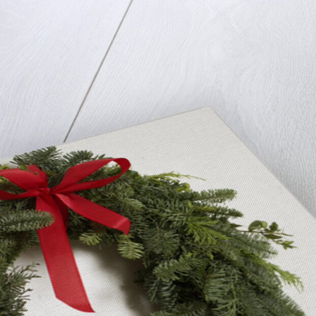 Green door wreath by Anonymous