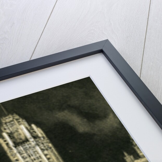 Vintage print of the Chicago Tribune building and truck delivering newspapers by Anonymous