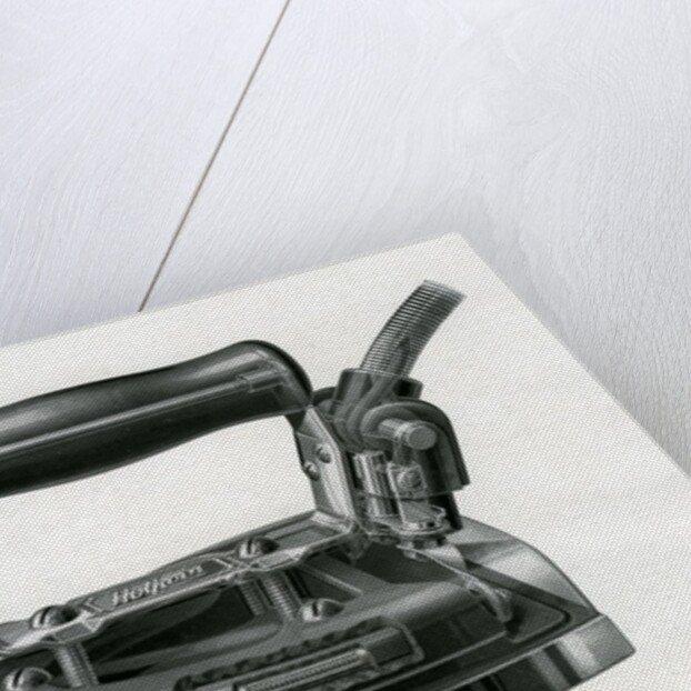Vintage engraving of an early electric iron by Anonymous