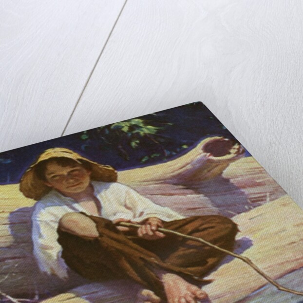 Huckelberry Finn fishing by Anonymous