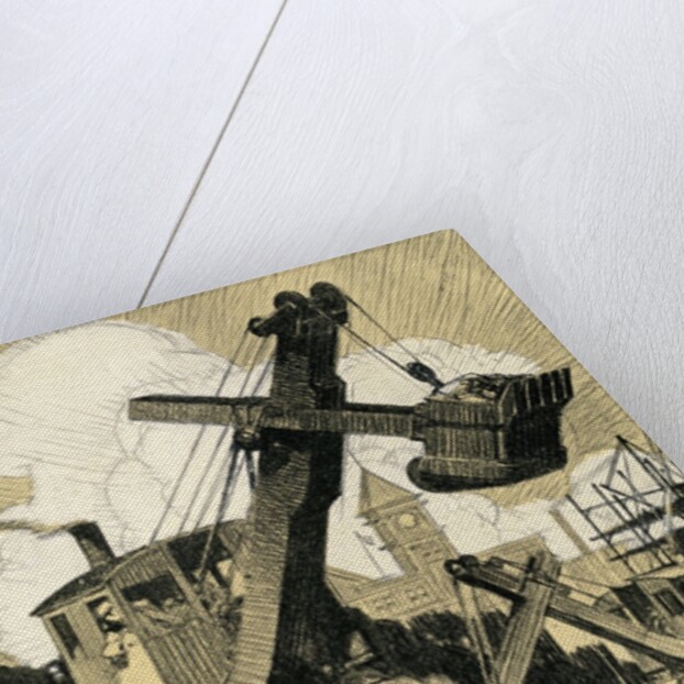 Industrial Construction with Steam Shovel and Laborers by Anonymous