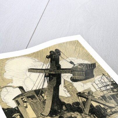 Industrial Construction with Steam Shovel and Laborers by Anonymous