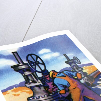 Oil Series: Oil Workers at an Oil Pipeline by Anonymous