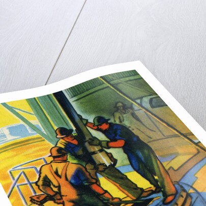 Oil Series: Oil Workers at a Well Head by Anonymous