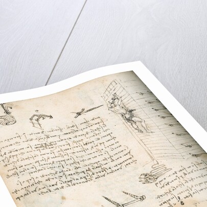 Notebook drawing of grappling hooks by Leonardo da Vinci