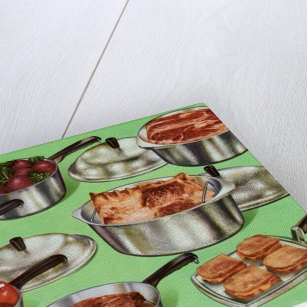 1950s set of pots and pans by Anonymous