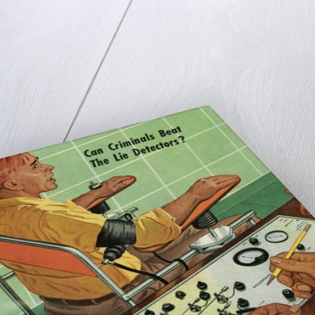 Nervous man taking polygraph or lie detector test by Anonymous