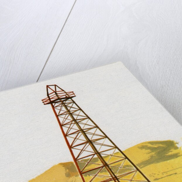 1960s Illustration of an Oil Derrick and Tower. by Anonymous