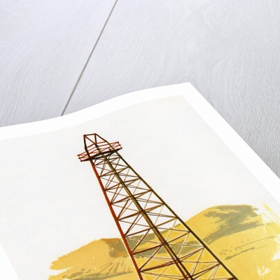 1960s Illustration of an Oil Derrick and Tower. by Anonymous
