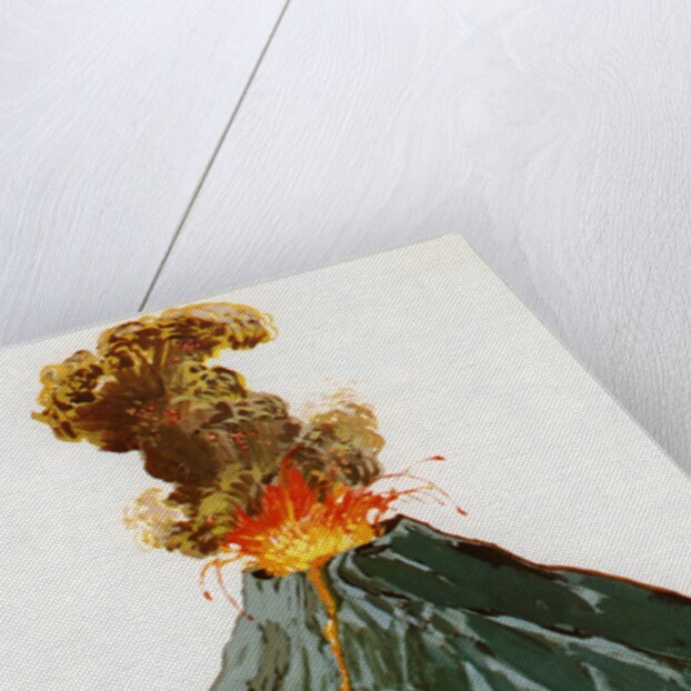 1960s Illustration of an Erupting Volcano. by Anonymous