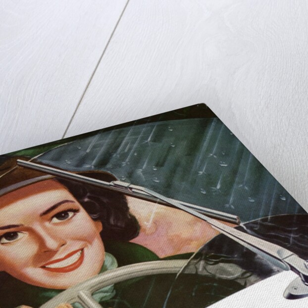 Wipers Clearing Rain from the Windshield of a Woman Driver. by Anonymous