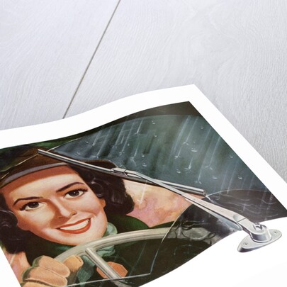 Wipers Clearing Rain from the Windshield of a Woman Driver. by Anonymous