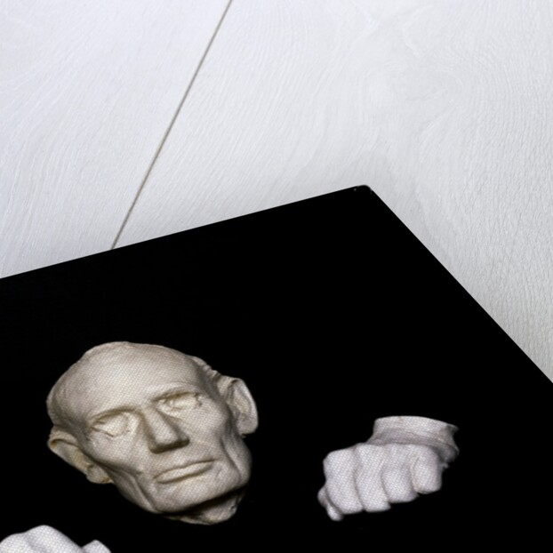 Bronze cast of the 1860 life mask and hands of Abraham Lincoln by Anonymous