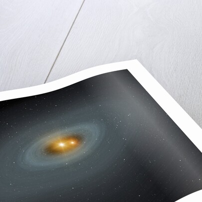 Artist's conception of a tight pair of stars and a surrounding disk of dust by Anonymous
