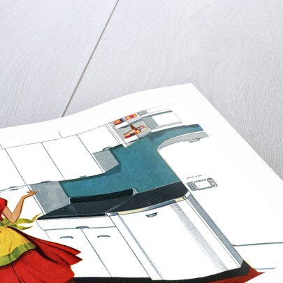 Happy Housewife Dancing in the Kitchen of a 1940s Home. by Anonymous