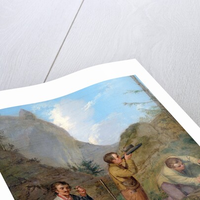 Austrian Hikers Resting and Gathering Spring Water in the Purgstall Mountains by Rudolf Swoboda the Younger