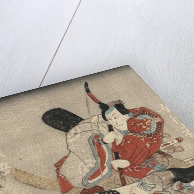 Two actors in the roles of Saitogo Kunitake and a female Buddhist devotee by Anonymous