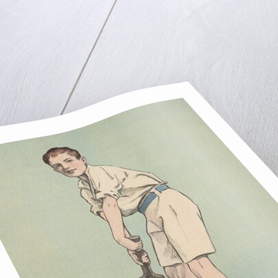 Boy with cricket bat by Anonymous