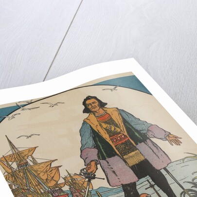 Christopher Columbus standing on shore by Anonymous