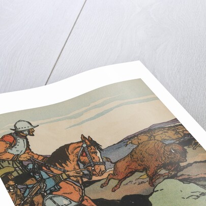 Francisco VÃ¡squez de Coronado looking at buffalo herd by Anonymous