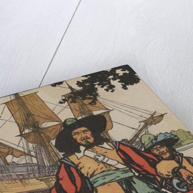 Robert de LaSalle with ships near Mississippi River by Anonymous