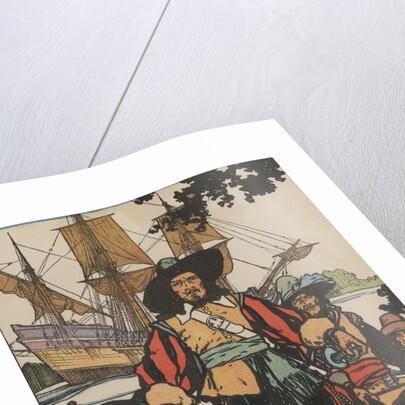 Robert de LaSalle with ships near Mississippi River by Anonymous