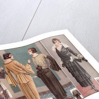 Women modeling 1920's French fashion by Anonymous