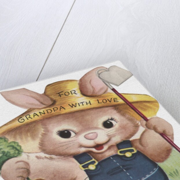 Birthday card with farmer rabbit by Anonymous