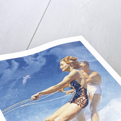 Man and woman watersking by Anonymous