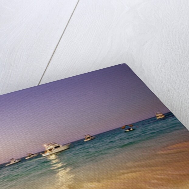 Beach and fishing boats on sea, Bavaro, Dominican Republic by Anonymous