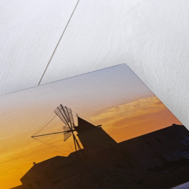 Windmill and saltworks at sunset, Marsala, Sicily, Italy by Anonymous