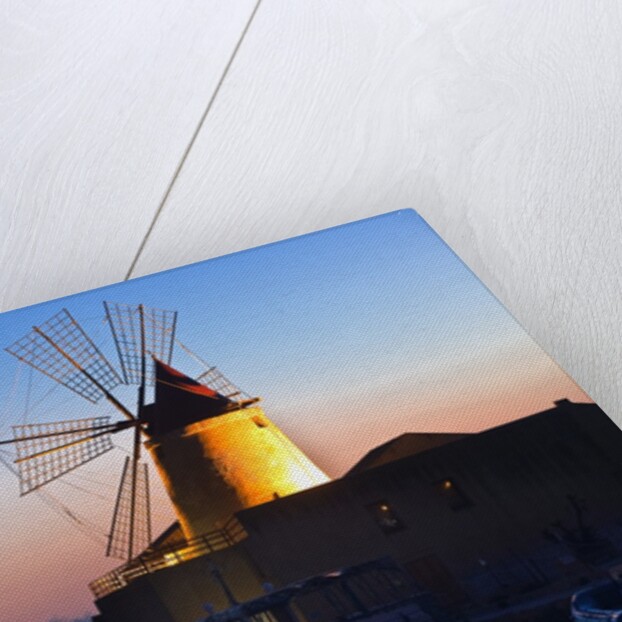 Windmill and saltworks at sunset, Marsala, Sicily, Italy by Anonymous