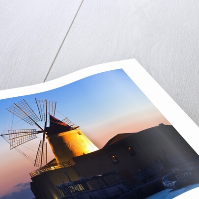 Windmill and saltworks at sunset, Marsala, Sicily, Italy by Anonymous